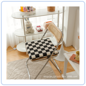 【JJ HOME】 Checkered Memory Foam Seat Cushion / Removable Washable Non-Slip Chair Pad for Office Dorm and Dining Chairs