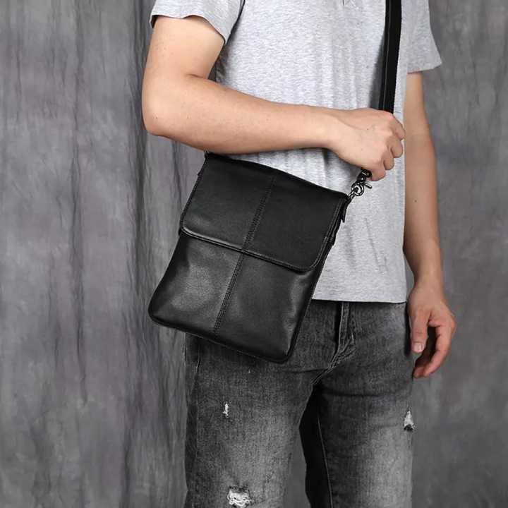 Tas Selempang Pria kulit Asli - Tas Kulit Sapi Asli Selempang Original