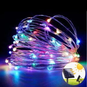 LED Solar Copper Wire Light Waterproof 12M 100 LED Copper Wire Fairy Lights for Garden Party Wedding