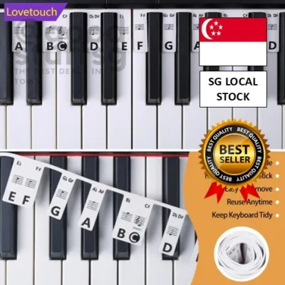 [SG 🚚] 88/61Keys Reusable Silicone Piano Keyboard Note Labels Guide Labels One-Piece Removable Overlay Sticker for Kids