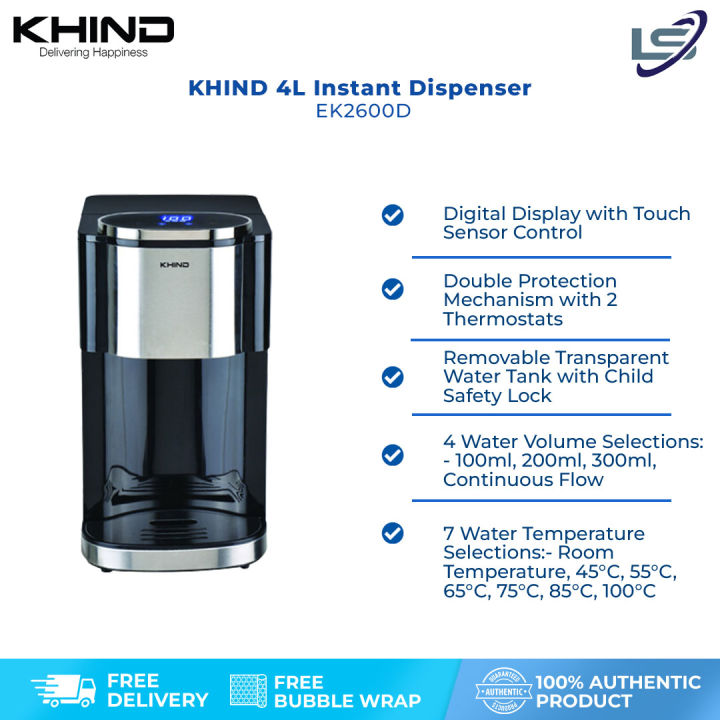 KHIND 4L Instant Hot Water Dispenser EK2600D 7 Water Temperature