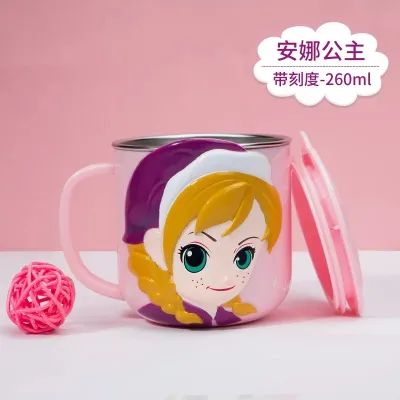 Ready Stock In Malaysia🐾3D Disney Mickey Minnie Kids Drinking Water Milk Cup 316 Stainless Steel With Cover Portable Childrens Scale 260ML
