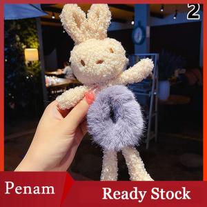 [PAM] Cute Cartoon Hug Bear Rubber Band For Girls Plush Ponytail Maruko Hair Tie Elastic Hair Ring Headwear Girls Kids Hair Accessorie