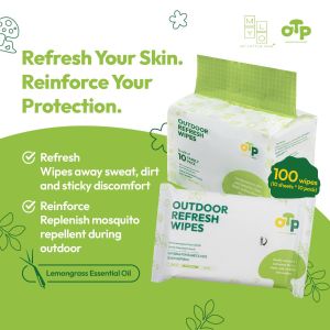 MyLO OTP Outdoor Refresh Body Wet Wipes (100 wipes) | Cleanse Deodorize & Mosquito Repellent
