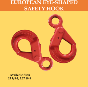 Twin Industrial European Eye Shaped Self Locking Safety Hook 2-3.2 Tons G80 Automatic Locking Hook Eye Hook