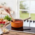 Safico Pro Aluminium Nonstick Ceramic Induction Usable Saucepan With Standable Handle Ø18xH8.5cm, 2L, Orange. 