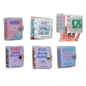 Mini Binder tiết kiệm thách thức $150/300/500/1000 tiết kiệm tiền ngân sách ví bì thư Ngân sách vở bìa cứng