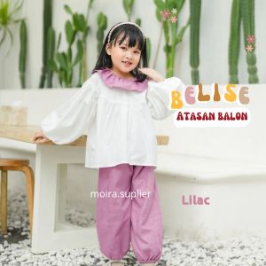 ATASAN  ANAK PEREMPUAN LINEN BELISE LENGAN BALON KERAH LUCU 1-9 TH