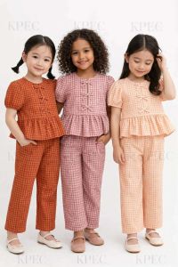 BB Elegant Women Plaid Peplum Top and Wide-Leg Pants Set - Casual Chic Summer Outfit