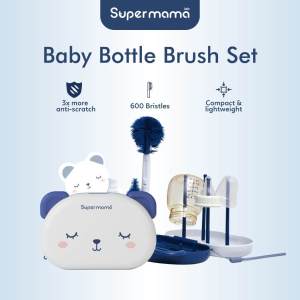 Supermama Lab Baby Bottle Brush Set | Lightweight Portable Cleaner for Milk Bottles & Feeding Accessories