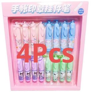 4Pcs Sanrio mymelody Kuromi Cinnamoroll Pochacco Student Teacher Reward Stamps With Keyring School Birthday Party Gifts Cartoon Self-Inked Rubber Stamp Chop Kids stationery gift