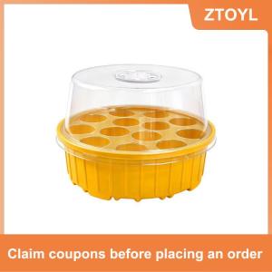 【ZTOYL】 1 khay ươm mầm thủy canh bằng nhựa ABS khay ươm hạt hình tròn 13 lỗ có nắp trong suốt dành cho cây con phụ kiện tự làm