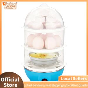 【Vakind】220V Electric Egg Boilerwith 3-Layer Design and Timer Multifunctional Portable Food Steamer for Breakfast and Milk Steaming