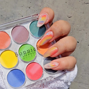 [ BonnieB ] Bảng phấn Ombre nails Pallette cao cấp tông màu ViviD pastel cao cấp tao hiệu ứng nail chuyển màu cực đẹp với 1 khay 9 màu