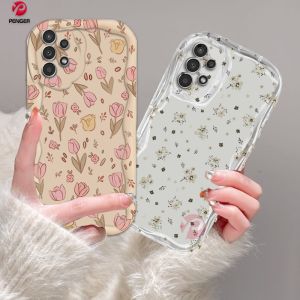 PENGER Casing hp Samsung A14 A04 A04S A04E A13 A03 A03S A02S A12 A50 A50S A30S A11 A20 A30 A23 A51 A32 A10 A10S A21S A20S M11 M12 Flowers 3D Tepi Melengkung Bergelombang Bunga Softcase