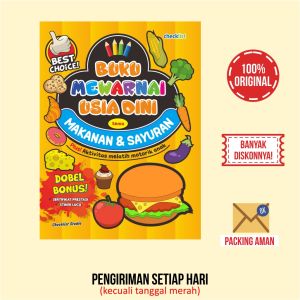 Buku Mewarnai Usia Dini Tema Makanan & Sayuran Aktivitas Anak Bonus Stiker & Sertifikat