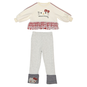 Christmas gifts Halloween Anime Girl Hello Kitty Set Sanrio Autumn New Children Cartoon Soft Leggings Princess Sweet Kawaii Hoodie Two-Piece Set Versatile