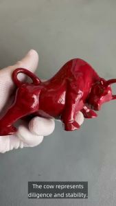 (In stock) Ceramic Bull Sculptures and figurines handmade Home Room Office Car Wealth Luck Feng Shui Decor Chinese gift