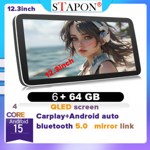 STAPON 12.3นิ้ว64GB หน้าจอ Qled สำหรับรถยนต์แอนดรอยด์ออโต้แอนดรอยด์ Android15รถยนต์สเตอริโอรถยนต์ Wifi Fm Eq ตัวควบคุมพวงมาลัย S123มองหลัง