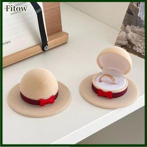 Fitow Romantic Wedding Rings Box Cute Creative Hat Shape Ring Box Jewelry Boxes Engagement Ring Case Rings Packaging Display Boxes