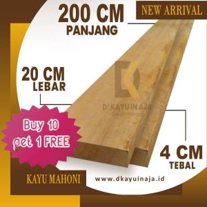Papan Kayu Lembaran 2 Meter Mahoni Ukuran Tebal 4cm Lebar 20cm Panjang 200cm