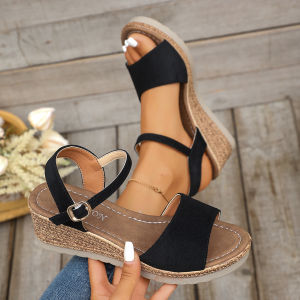 [Free Shipping] WomenS Wedge Sandals 2026 Summer New Collection Plus-Size With A Fish-Mouth Design And Buckle Closure