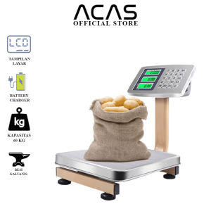 ACAS TCS 60 kg Timbangan Duduk 60kg Digital Free Charger Double Display Elektronik Pagar Lipat Double Display Sembako Laundry Buah Barang Ekspedisi Beras Electronic platform scale Double Display Kapasitas 60KG