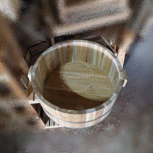 อ่างไม้(ไม่กันน้ำรั่ว) อ่างแช่ของ อ่างถังไม้ อ่างสปา อ่างแช่เท้า อ่างล้างมือกะละมังไม้สัก ขนาด 39x39x17 cm ทรงกลมตรง