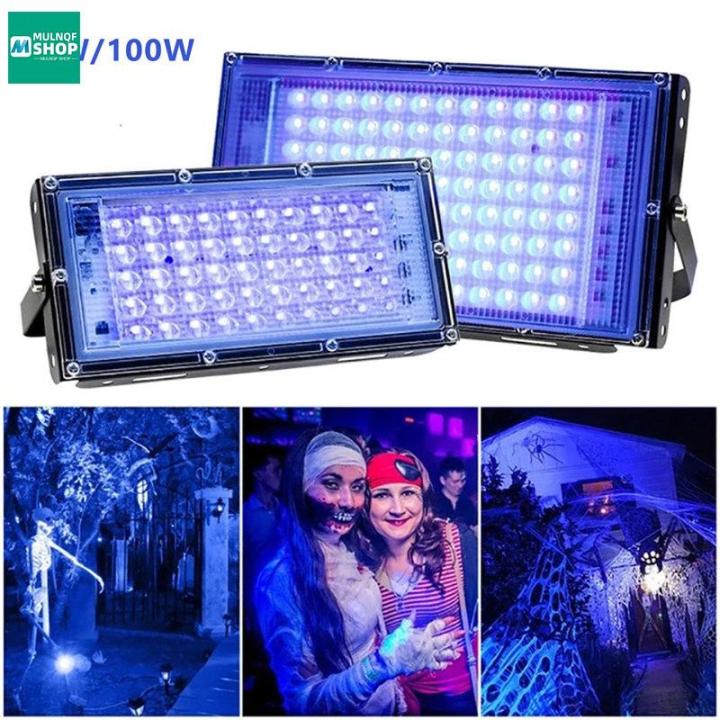 ไฟ LED สีดำ50W/100W LED UV สำหรับเวทีดีเจดิสโก้แสงยูวีสปอตไลท์สำหรับงาน ...