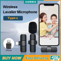 K8 Mikrofon Nirkabel Wireless Pasang dan mainkan Lavalier Mic Portabel Audio Video pembuatan Rekaman HP Klip Android Mic Wireless USB Type C. 