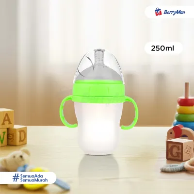 Dot Botol Susu Bayi Silikon 150 & 250 ML Anti Sedak BPA Free Milk Feeding Bottle With Handle