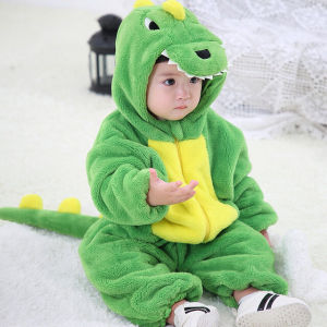Liplasting เด็กน่ารัก ทารกแรกเกิด Romper One-Piece ไดโนเสาร์ Jumpsuit เด็กสัตว์เครื่องแต่งกายเด็กวัยหัดเดินเด็กฤดูหนาว Flannel Onesie ชุดนอน Soft Bodysuit Bojind