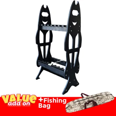 16 Holes Fishing Rod Holder Stand Rack Fishing Tool Equipment Accessories Black and Red Lightweight Water-Proof Organize Rod Camping Zone