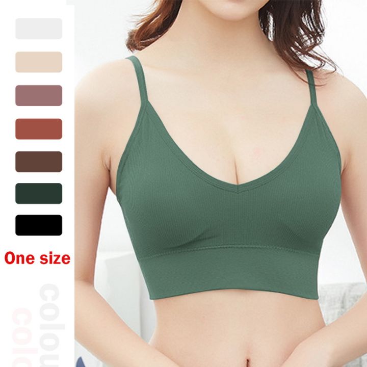Women Sports Bra Seamless V-Neck Thin Camisole Casual Solid Color