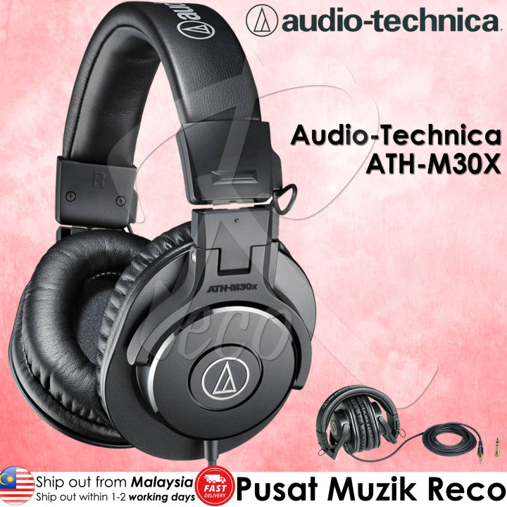 Audio Technica Ath M30x Professional Monitor Headphone Closed Back Monitoring Headphones Audio