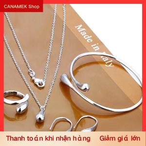 CS 4Pcs Thời Trang Teardrop Trang Sức Set Cho Phụ Nữ Đơn Giản Nhẫn Vòng Cổ Vòng Tay Bông Tai Set Cho Tiệc Cưới Trang Sức