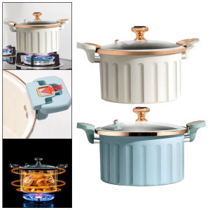 Non-Stick Frying Stewing Pan Wok Double Ear with Lid Home Induction Cooker Gas Stove Cooking 10L Micro Pressure Soup Pot-Multicolor