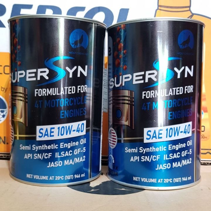 Nhớt Wolf Racing 4T công nghệ tổng hợp 10W40 lon 946ml, nhớt xe máy/xe ...