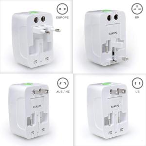 Beauty Universal Travel Adapter 3 in 1 EU UK USA Plug Adapter Universal Adapter 3in1 Adaptor Multifungsi Komplit Colokan Universal Travel Adapter Universal Travel Adaptor / Universal International Travel Adaptor - Putih