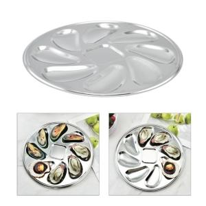 Versatile Shellfish Tray 8 Slot Plate Shellfish Seafood Tray Stainless Steel Material Suitable for Seafood Delight