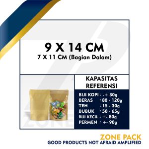 [10pcs] Standing Pouch Craft Full Clear Windows Warna Coklat | Kemasan Kopi | Kemasan Paper Ziplock