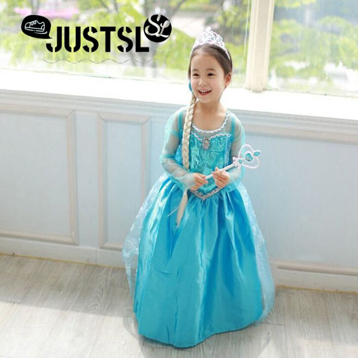 Local delivery】Frozen kids Dress Elsa Costume Princess girls Dress for Baby  Girls 3-10 Years children clothes