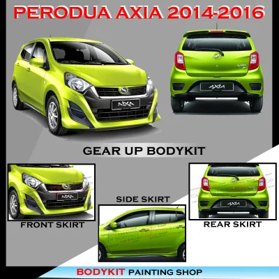 PERODUA AXIA 2014 2015 2016 GEAR UP FULLSET SKIRTING (FRONT SKIRT SIDE SKIRT REAR SKIRT) PU GETAH BODYKIT