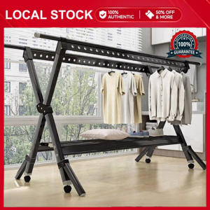 91 Inches Aluminum Alloy High End Laundry Drying Rack Foldable Portable Garment Rack with Wheels Indoor Outdoor Drying Rack