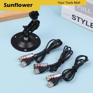 🎀🎁【Special price】Sun โมดูลเลเซอร์อุตสาหกรรมไดโอดโฟกัสสีแดง12มม. 5mW ปรับโฟกัสได้หัวทองแดงพร้อมสาย USB 650nm จุดกากบาท