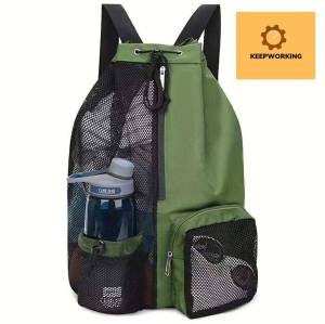 KW Swim Bag with Wet Pocket: Mesh Drawstring Backpack Beach Backpack Swimming Bag