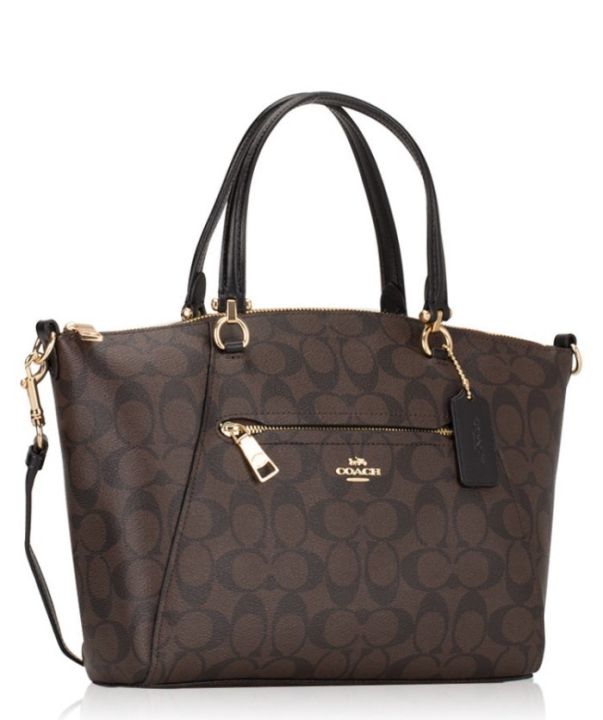 Coach Prairie Satchel In Signature Canvas Dark Brown Lazada