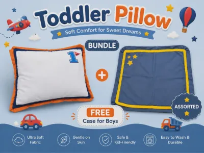 Kozy Blankie Baby Toddler Pillow w/ free case and Toddler Bolster w/ free case ASSORTED ONLY