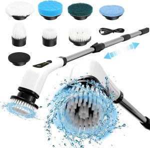 Electric Spin Scrubber 380 RPM 30KG Non-Stalling 2 Speeds Power Bathroom Shower Cleaner Brush Supplies Mothers Day Gift for Mom from Daughter Son