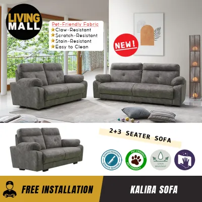Living Mall Kalira Series 2-Seater + 3-Seater Sofa Set Premium Pet-Friendly Fabric